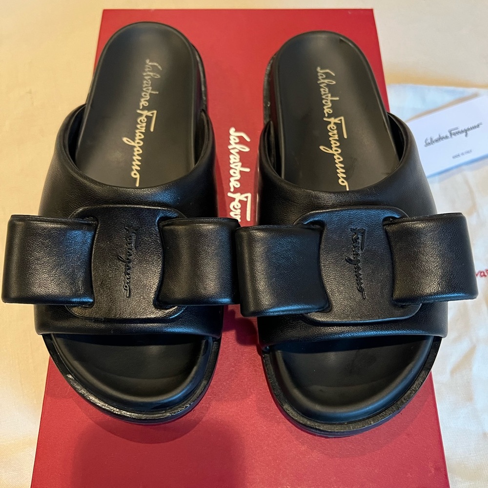Salvatore Ferragamo Virgil Bow Slide Sandal.